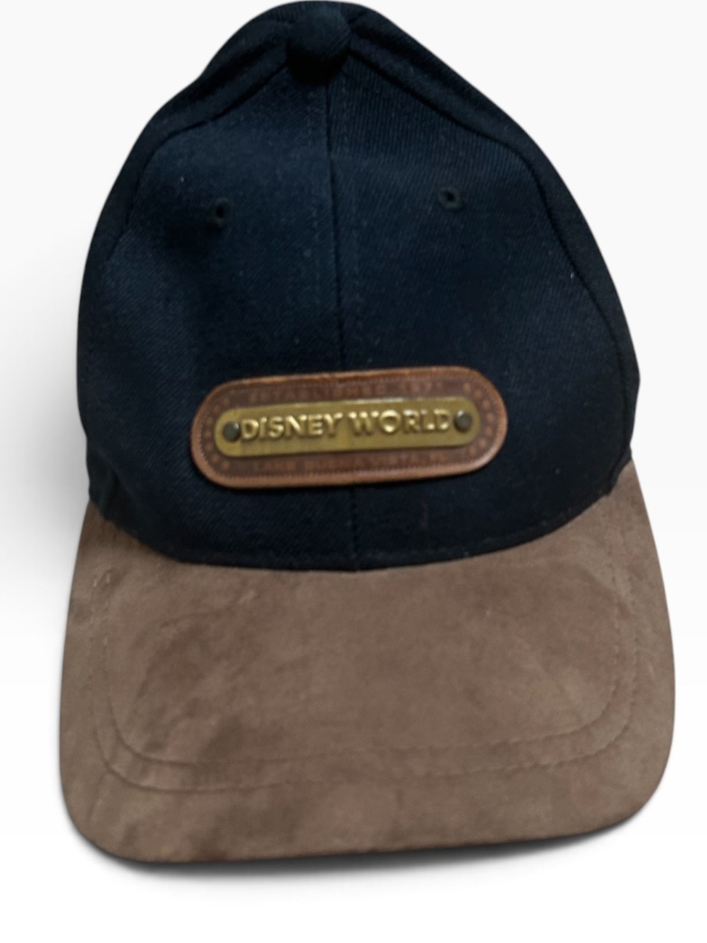 Disney Black and Brown Baseball Cap with Leather Disney World Patch